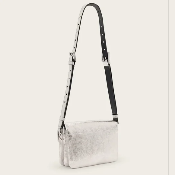 NWT AllSaints Jupiter Metallic Leather Crossbody Bag - Picture 7 of 14